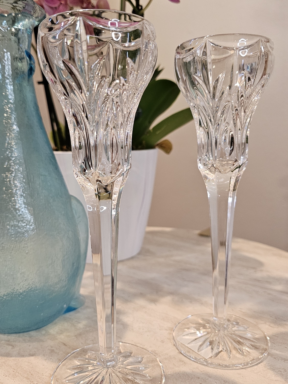 Elegant Cut Crystal Candle Holders Waterford Marquis by Canterbury Home Decor